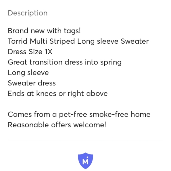 🆕 NWT Torrid Sweater Dress Size 1X - Picture 6 of 6